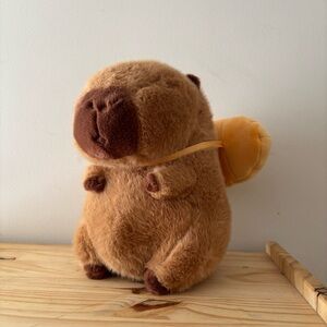 Brown Plush Capybara Croissant Toy